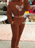 Print Letter Hoody Cropped 2 Piece