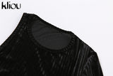 Kliou Knitting Cotton Mini Dress Women Solid Sexy Hipster One Shoulder Bodycon Sheath Shaped Waist Clubwear Female Skirts