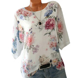 Plus Size S-5XL Blouse Loose Floral Print Slash Neck Blouse Pullover Tops Shirt womens tops and blouses camisas mujer