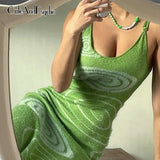 Y2K Knitted Bodycon Dresses Women Summer Spaghetti Strap Beach Midi Dresses Party Korean Harajuku Outfits