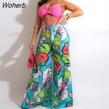 Women Casual Loose Wide Leg Pants Chic Funny Printed Trousers-Outfit
