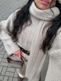 And Winter Pure Color Round Collar Jersey Sweater Set Of Women's Loose Knitted Sweater Broad Leg Trousers Scarf Three