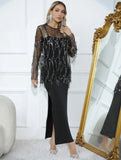New Autumn Clothes, Women's Sequins, Tassel Blouse, Halter Skirt, Two-Piece Set-Outfit