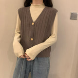Vest Women Solid Single-breasted Trendy Casual All-match Chic Candy Color Kawaii Girls Tops Korean Style Simple