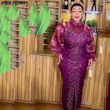 Spring Maxi Dress African Dress for Women Sexy Daily Elegant Long Bodycon Dresses Rhinestone Robe Femmes African Clothes-Outfit