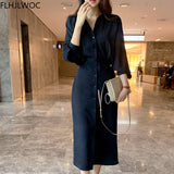 2021 Chic Korea Fashion Clothes Fenimine Vestidos Women Elegant Office Lady Vintage Single Breasted Button Solid Shirt