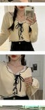 Tshirt Women T Shrit Wave Side Lace-up Cardigan Top Korean Autumn Repair Body Short Long-sleeved T-shirt Harajuku