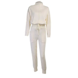 Women Two Piece Tracksuit Set Turtleneck Crop Sweatshirt and Patchwork Sweatpant Homewear Leisure Solid Casual