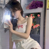 Harajuku Fashion Crop Top Camis Women Japanese Girl Chic Soft Sister Cute Bear ide Outside Wears Thin Short Camisole