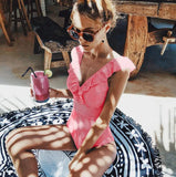 Sexy One Piece Swimsuit Push Up Swimwear Women Striped Monokini Vintage Print Swimsuit Female Bodysuit Beach Bathing