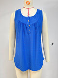 2024 New Round Collar Sleeveless Button Solid Color Casual Women's Top-Outfit