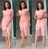 Dresses for Women Dashiki Lace Zipper Stitching African Dress Clothes Bazin Riche Skirt Sexy Slim Evening Africa Dress-Outfit