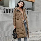 Winter Down Jacket Women Hooded Loose Thick 90% Duck Down Coat Long Casual Parkas Female Zipper Pocket Snow
