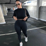 Woherb And Winter New Women's Casual Two-Piece Slim Long Sleeve Sports Suit-Outfit