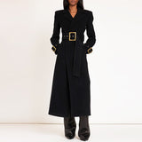 Autumn And Winter New Star Fashion Simple Belt Plus Long Hair Coat