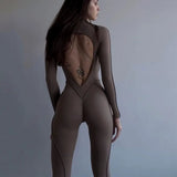 Bright Line Decoration O Neck Backless Hollow Out Skinny Jumpsuit 2022 Fall Bodycon Skinny Fashion Y2K Overalls