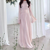 Woherb 2023 New Round Collar French Light Luxury Advanced Silk Light Dress-Outfit