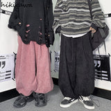 Corduroy Trousers Japanese Wide Leg Pants Women Streetwear BF Casual Chic Pantalon Femme 2022 New Bottoms Y2k