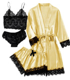 New Ladies Pajamas Four-Piece Sexy Sling Skirt Set Home Lace Pajamas