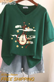 100% Cotton M-6XL T Shirt Chinese Lute Print Tshirt Short Sleeve Women's Top Summer Couple V Neck Oversized T Shirts-Outfit