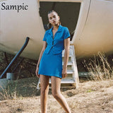 Fashion Chic Casual Summer Ladies Single Breasted Sexy Short Sleeve Cropped Blouse Tops 2021 Women Y2K Club Blouse