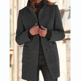 Autumn And Winter Women's New Ebay Retro Solid Color Button Collar Hair