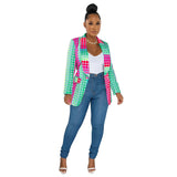 Fashion Avant-Garde Women's Big Lapel V Neck Long Sleeve Suit Single Woman-Outfit