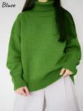 Winter Women Turtleneck Sweater Solid Thick Warm Pullover Top Oversized Casual Loose Knitted Jumper Female Soft