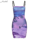 Summer Fashion Printing Slim Sling Dress Women Sleeveless Sexy Clothing Y2K Lady Mini Bodycon Dresses 2021
