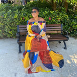 Print African Dresses for Women Vetement Femme 2023 Summer Dashiki Long Maxi Dress African Clothes Africa Fashion for lady-Outfit