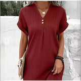 Women's 2025 New V-Neck Solid Color Jacket Comfortable Casual Button