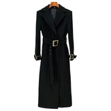 Autumn And Winter New Star Fashion Simple Belt Plus Long Hair Coat