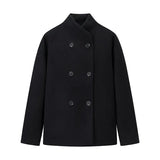 Women's Autumn And Winter New Fashion Temperament Loose V-Neck Double Buckle Coat