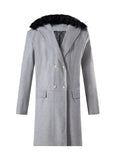 Men's Casual Large Wool Collar This Coat Solid Color Double Buckle Men's Coat To Keep