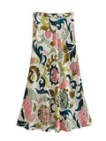 2023 Women Summer MIDI Skirts Vintage Floral Print Side Zipper Female Elegant Street Mid-Calf Skirt Clothing-Outfit