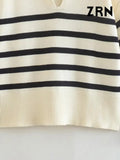 Women Fashion Striped Loose Knitted Sweater Vintage Long Sleeves Winter Autumn Female Pullovers Chic Tops-Outfit