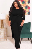 Plus Size Slit Long Sleeve Top And Pant 2 Piece