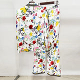 Spring And Summer New Star Fashion Print A Buckle Blazer Long Suit Two