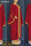 Piece Set Dress African Dresses for Women 2023 Traditional Gold Embroidery Clothing Islam Kaftan Abaya Musulman Robe Femme-Outfit