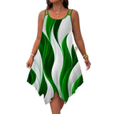 2025 Summer Fashion Swing Shoulder Strap Print Lady Large Size Dress Random