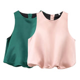 New Hanging Neck Bows Decorated Solid Color Top