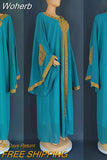 Piece Set Dress African Dresses for Women 2023 Traditional Gold Embroidery Clothing Islam Kaftan Abaya Musulman Robe Femme-Outfit