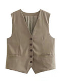 2023 Summer Women Linen 2 piece sets Suits Casual Solid Vests Coats and Shorts Female Sweet Street Suit Clothing-Outfit