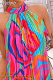 Winter Sleeveless Printed Halter Short Dress for Women New Women's Clothing Elegant Sexy Loose Mini Dress-Outfit