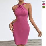 Women's Spring New Sleeveless Thin Slings With A Letter-Word Collar Print Open Skirt Dress