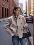 Code Women's Double Buckle Solid Color Of The Coat Coat Casual Temperament British Style Cloth
