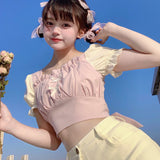 Blouses Women Sweet Preppy Style Kawaii Girls Students Japanese Elegant Y2k Clothes Summer Fashion Casual Chic Crop Tops-Outfit