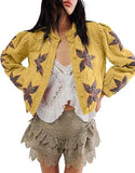 Autumn And Winter Explosion Embroidered Good Quality Washing Cotton Maple Leaf Embroidery Lady Coat Cotton