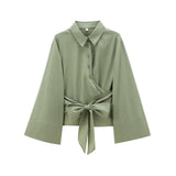 Women's Clothing 2025 Spring New Double Sturgeon Silk Repair Slim Bow Tie With Short