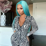 2020 Zebra Print Mesh Zip Up Sexy Jumpsuit Autumn Winter Women Fashion Streetwear Outfits Stretchy